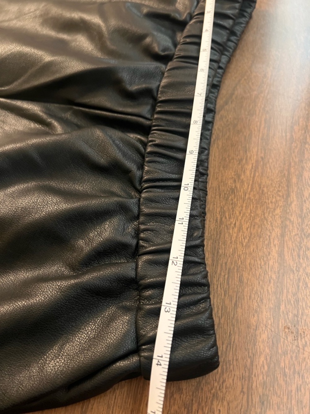 Maeve Anthropologie Black Faux Leather Pull On Track Pants Wide Leg Side Stripe - Picture 6 of 8
